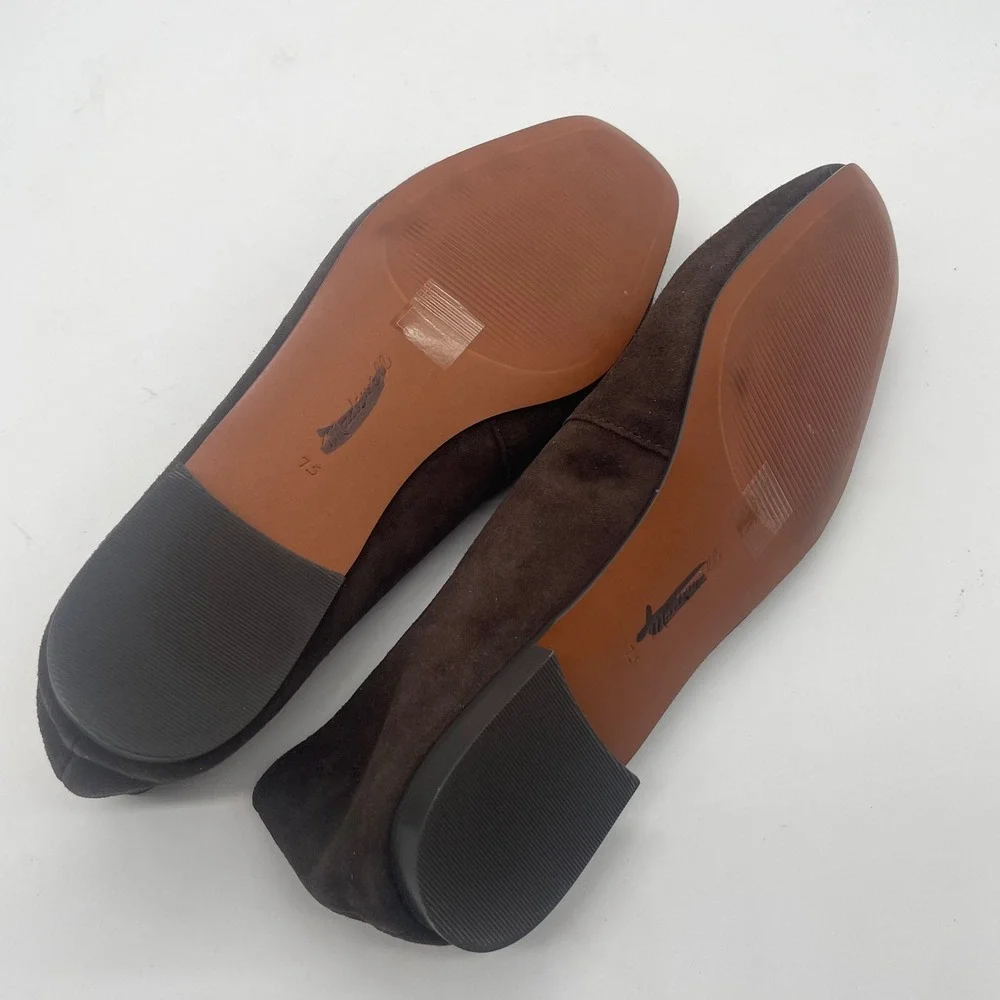 NEW Madewell Mylie Ballet Flat Women 7.5 Brown Suede Square Toe NX064 - Picture 6 of 10